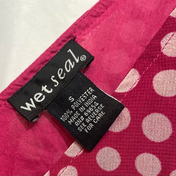 Vintage Y2K Wet Seal Babydoll Polka Dot Mini Dress Juniors Small Preppy Hot Pink - Picture 8 of 8
